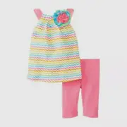 NWT Mud Pie Girls Colorful Zig Zag Tunic Leggings Set Ziggy Collection 12-18 M