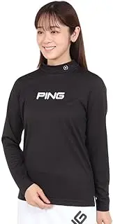 PING APPAREL(ピン アパレル) Pin Apparel 622-3269802 Women's Long Sleeve High Neck Shirt (Bias Logo Pattern, Absorbent, Quick-Drying, UV Protection), Golf Inner