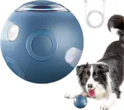 Automatic Dog Toy, Rotating Bouncing Dog Ball, Smart Rotating Ball with Flash Lights, Reusable Automatic Rolling Ball for Pet Cats Dogs Blue
