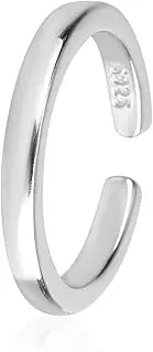 [Mikovivi] 925 Sterling Silver Toe Rings, Adjustable Open Minimalist Toe Band Rings Non Tarnish Simple Beach Foot Jewelry for Women Summer (1 Row)