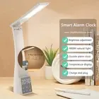 Rechargeable LED Desk Lamp Bluetooth Speaker Foldable Reading Lamp w/Alarm Clock