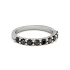 925 Sterling Silver Round 2.50 MM Black Spinel Smoky Quartz Eternity Women Ring