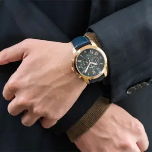 【FOSSIL】公司貨 三眼時計 深藍魅力男士腕錶(FS4835)