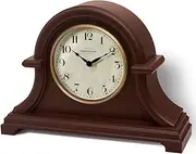 [Presentime] & Co. Mantel Clock Vintage Farmhouse Series, Napoleon Desk & Shelf Clock, 13 x 10 inch, Domed Lens, Quartz Movement, ABS Plastic Case, Walnut Brown Finish (Home/Tabletop Decoration)