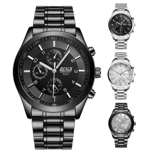 【CPMAX】男錶 男手錶 防水仿三眼鈦鋼質感手錶 金屬錶帶 三眼手錶 夜光手錶 石英錶 不銹鋼【SW07】