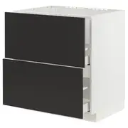 METOD / MAXIMERA base cab f sink+2 fronts/2 drawers, white/Nickebo matt anthracite, 80x60x80 cm