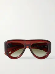 [Jacques Marie Mage] Jacques Marie Mage - Barclay Aviator-style Acetate Sunglasses - Brown - One size One size Brown
