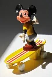 Surfing Mickey Mouse. Pull Back Action Toy. 1978 Hong Kong. Beautiful Old Toy.
