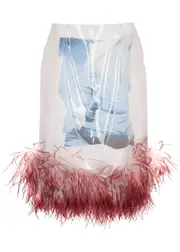 16 Arlington Vada Feather-trimmed Layered Midi Skirt - Multicoloured - 10 (UK10 / S) 10 (UK10 / S)