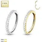 14K Solid Gold CZ Hoop EAR NOSE Piercing Orbital Daith Helix Tragus Ring Jewelry