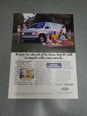 Ford Club Wagon Vintage Print Ad 1993 8x11 Great To Frame