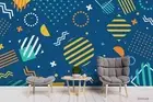 3D Abstract Dark Blue Geometry Wallpaper Wall Murals Removable Wallpaper