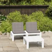 2 Piece Garden Lounge Set with Cushions Plastic White