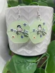 2” Silver-tone Acrylic Frosted Nature Earring Set New Free Ship B5144