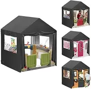 Playhouse Cover Outdoor, 57" L X 57" W X 63" H Suitable for Step2 Playhouse and Other Brands of Playhouses of The Same Size (Black), Transparent Window with Zipper, 640D Waterproof Oxford Fabric