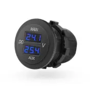 Dual Voltmeter DC 10-60V Blue LED Digital Panel Voltage Monitor Pickup Round