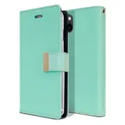 Goospery Apple iPhone 13 Rich Diary Wallet Flip Case Leather Card Slots Magnetic Cover (Aqua) IP13-RIC-MNT
