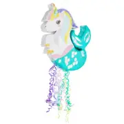 Small Unicorn Mermaid Pull String Pinata for Girls Birthday Party, 16.5x13x3 in