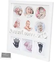 Vaguelly Baby Frame Picture Frame 12 Months Baby Shower Newborn Birthday Footprint Picture Frame Baby Collage Photo Frame Pp Three-dimensional White Birthday Present A4 Baby Handprint Frame