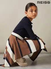 Reiss Navy Rachel 9-13 yrs Knitted Colourblock Asymmetric Dress (E86187) | $140