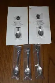 Vintage 5X Silver Mocha Spoons BUCHERER Switzerland Geneva ROLEX Logo Crown