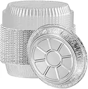 JAPCHET 40 Pack 20cm Round Aluminum Foil Pans with Plastic Dome Lids, 8 Inch Foil Tin Tray Pans for Roasting, Baking, Meal Prep, 1000ml
