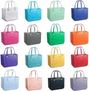 Beach Bag Tote Bag For Men Women,beach Tote Travel Bags Washable Open Tote Bag Hollow Handbag sky blue