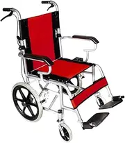 16" Lightweight Foldable Wheelchair with Park Brakes and Soft Comfort Features – Ideal for Elderly and Disabled Users (RED)