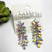 NEW Nicole Miller Aurora Borealis AB Drop Statement Earrings