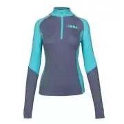 FZN WOMENS MERINO 1/4 ZIP GRAY W/TEAL SM Breathable Fast Dry F05000500-120-601