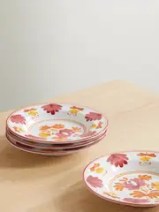 [Cabana] Cabana - Blossom Set Of Four 24cm Painted Ceramic Soup Plates - Multi - One size One size Multi