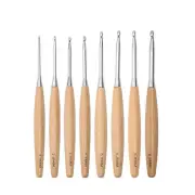 8Pcs Wood Crochet Hooks 3.0mm-6.5mm, Ergonomic Handle Crochet Hooks Set2622