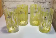 Murano Alessandro Coppola 4 Indented High Ball 16 Oz Glasses Confetti Yellow