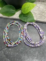 2 PC Handmade Waist Beads Necklace African Boho Bracelet Anklet Set New A3388