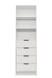 Malmo 3 Shelf 4 Drawer Walk In Wardrobe - White - Fluted - Pull Black