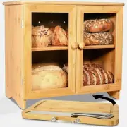 LuvURkitchen Large Wooden Bread Box For Kitchen Countertop Comes With Thick B...