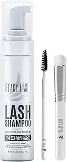 Stacy Lash (200ml (Pack of 1)) - 6.76 fl.oz / 200ml BIG Eyelash Extension Shampoo + Brush / Eyelid Foaming Cleanser/Wash for Extensions and Natural Lashes/Paraben & Sulphate Free Safe Makeup & Mascara Remover/Professional & Self Use...