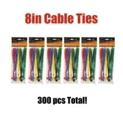300 PCS Cable Ties Assorted Colors Nylon Cable Warps Self Locking Zip Ties