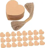 Yardenfun 1 Set Lovely Heart Hanging Tags for DIY Crafts Kraft Paper Blank Labels Tags with Twine for Valentine Day and Creative Projects