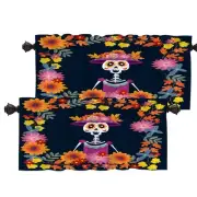 Mexican Death Day Valance Curtains,Dia De Muertos Mariachi Band of Skeletons ...
