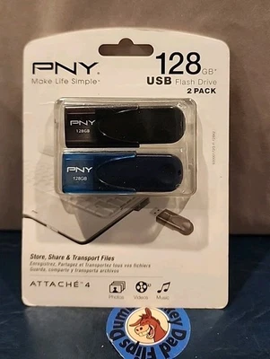 PNY - Attache 128GB USB 2.0 Flash Drive 2 Pack NEW SEALED