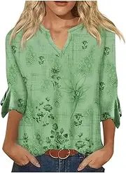 [Generic] Summer Blouses 2023 3/4 Sleeve,Casual Summer top y2k Summer Tops Shirts for Women Dressy Casual Womens Spring Tops 2023 top for Woman t Shirts for Women Trendy Womens Tops Summer
