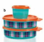 Tupperware - Pretty in Plaid - 3-Piece Snack Set.