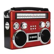 Supersonic SC-1097BT 3 Band Radio With Bluetooth, Flashlight AM/FM/SW Red