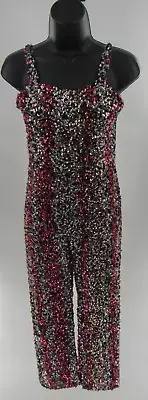 Bardot Junior Size 14 Pink Silver Lara Sequin Jumpsuit Sleeveless N1-8: New!!