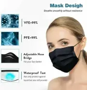 50/100 Mascarilla medica desechable negra de 3capas Aprobación C.E FFP2 Vendedor