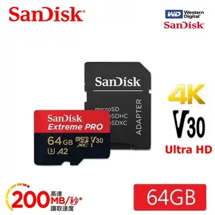 【SanDisk 晟碟】Extreme Pro microSDXC UHS-I V30 A2 32G~256GB 記憶卡