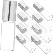 NOLITOY 10pcs Mini Roller Bottles: 5ml Refillable Essential Oils Glass Perfume Oil Bottles - Portable Aromatherapy Container for Travel and Daily Use