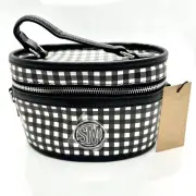 Steve Madden Black White Gingham Structured Train Case Crossbody Plaid Bag