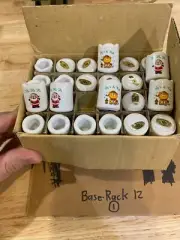 Box of 47 Vintage-Russ Berrie Candle Holder Santa Ceramic Mini #2521 Christmas
